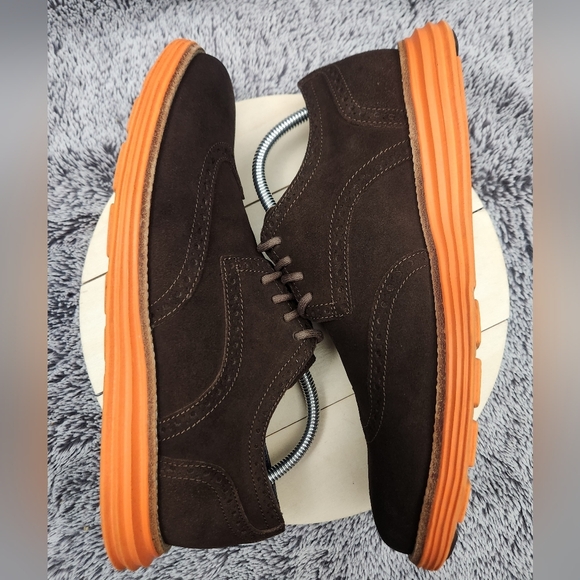 Cole Haan LunarGrand Brown Orange Suede Wingtip Oxford Dress Shoes Men’s 9.5 - Picture 5 of 9